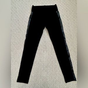 BLACK STRETCH LEGGINGS with FAUX LEATHER SIDE INSERT